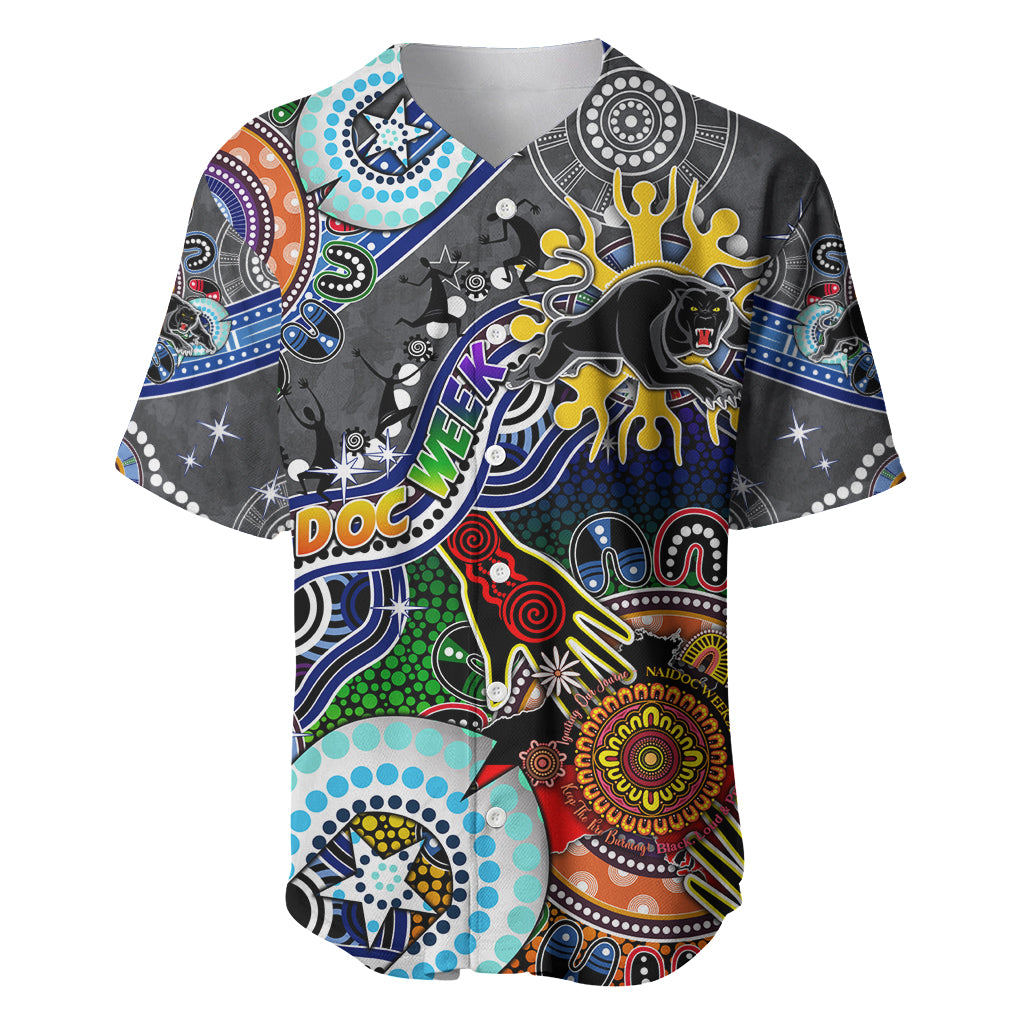 Personalised Panthers NAIDOC Week 2024 Baseball Jersey Australia Aboriginal Dot Painting