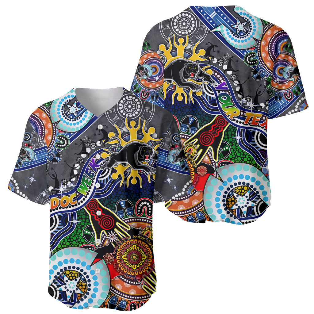 Personalised Panthers NAIDOC Week 2024 Baseball Jersey Australia Aboriginal Dot Painting