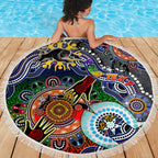 Personalised Panthers NAIDOC Week 2024 Beach Blanket Australia Aboriginal Dot Painting