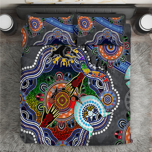Personalised Panthers NAIDOC Week 2024 Bedding Set Australia Aboriginal Dot Painting