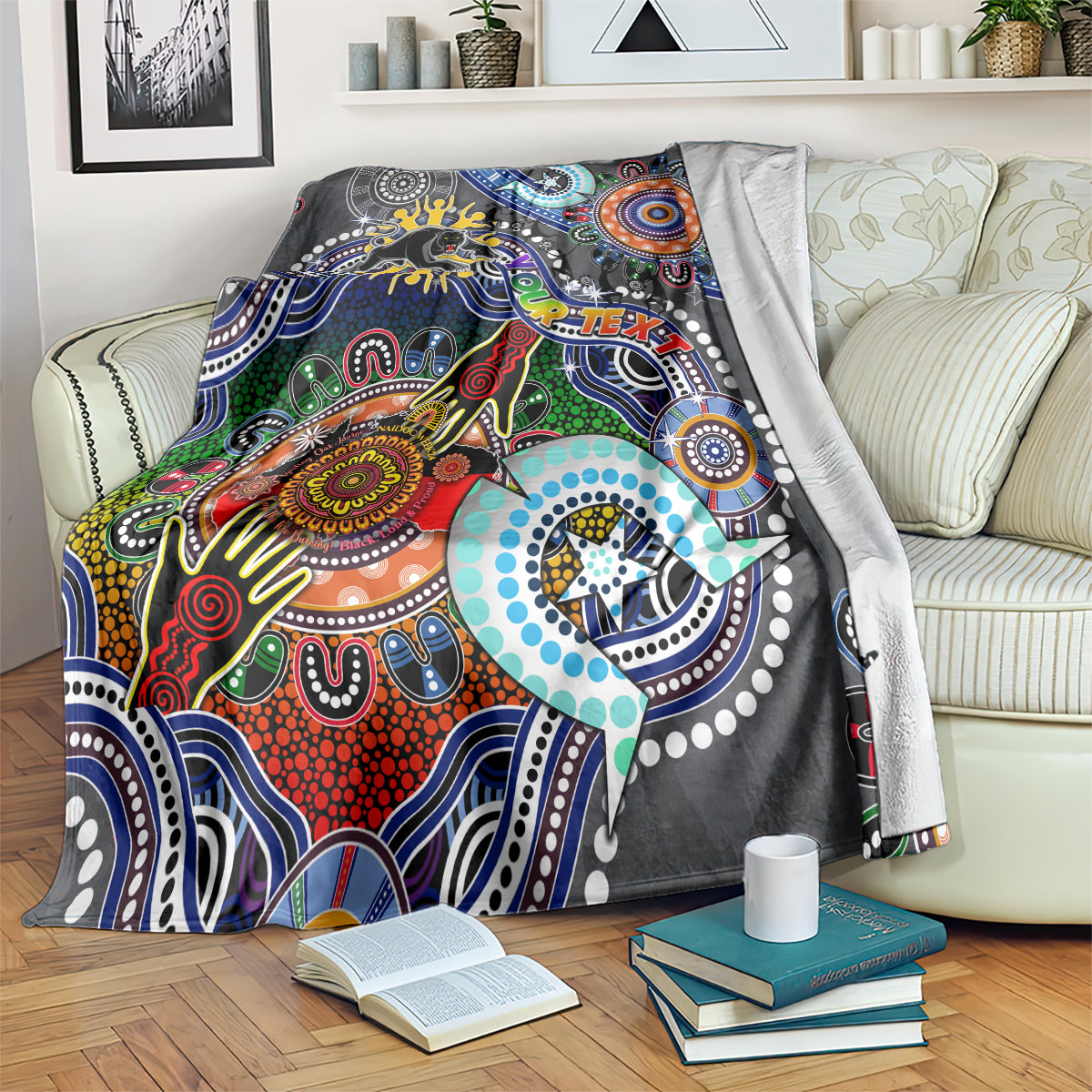 Personalised Panthers NAIDOC Week 2024 Blanket Australia Aboriginal Dot Painting