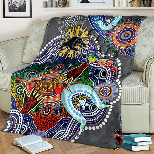 Personalised Panthers NAIDOC Week 2024 Blanket Australia Aboriginal Dot Painting