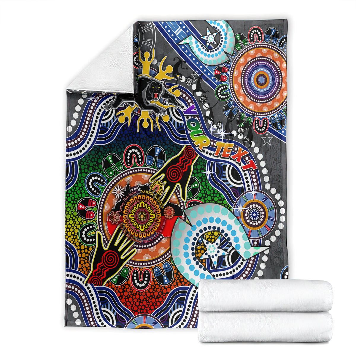 Personalised Panthers NAIDOC Week 2024 Blanket Australia Aboriginal Dot Painting