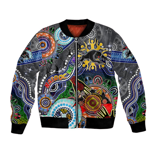 Personalised Panthers NAIDOC Week 2024 Bomber Jacket Australia Aboriginal Dot Painting