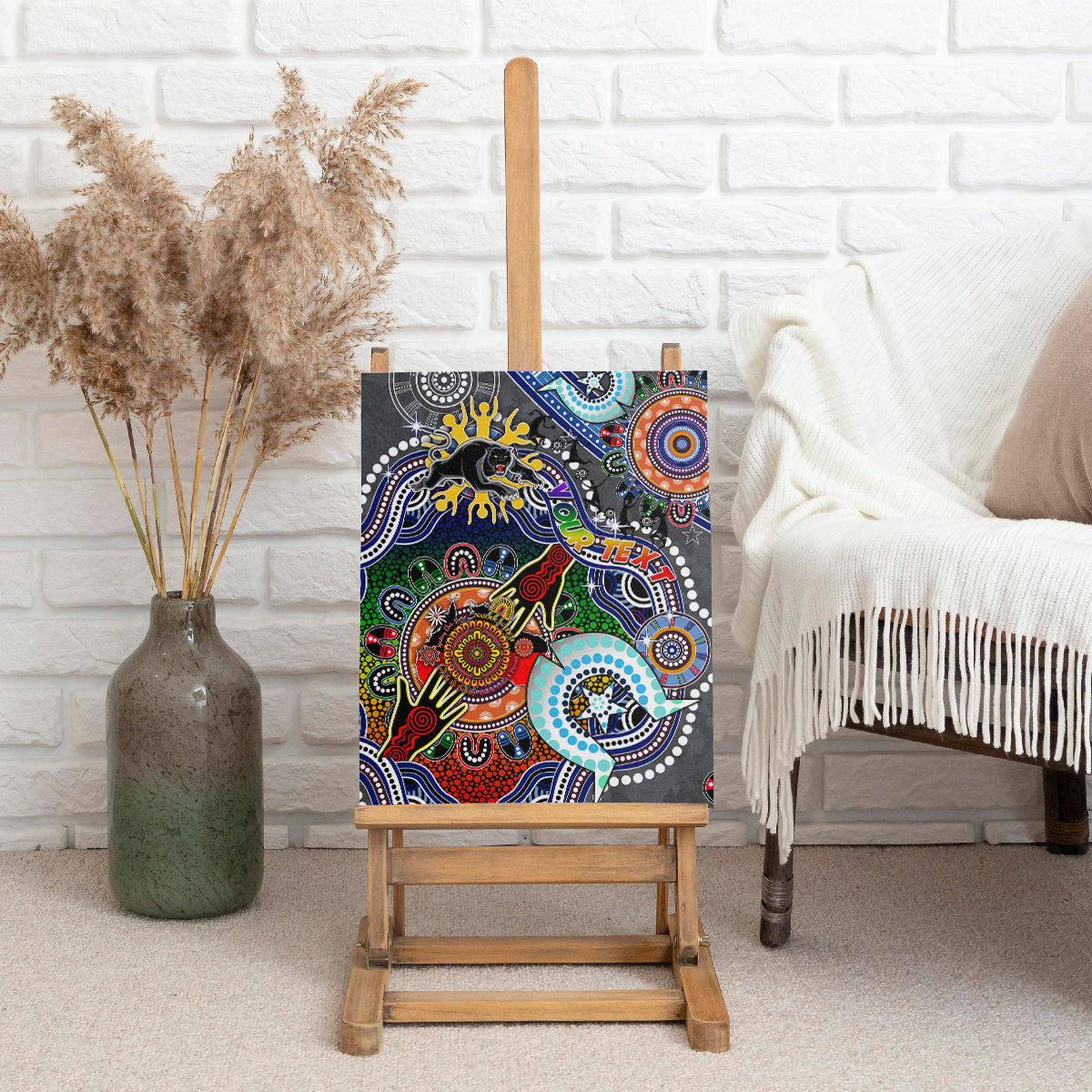 Personalised Panthers NAIDOC Week 2024 Canvas Wall Art Australia Aboriginal Dot Painting