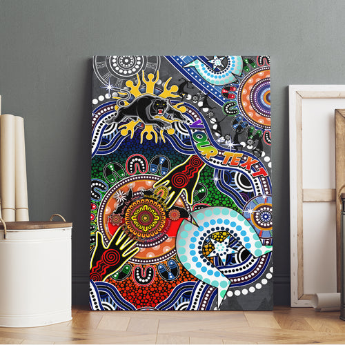Personalised Panthers NAIDOC Week 2024 Canvas Wall Art Australia Aboriginal Dot Painting