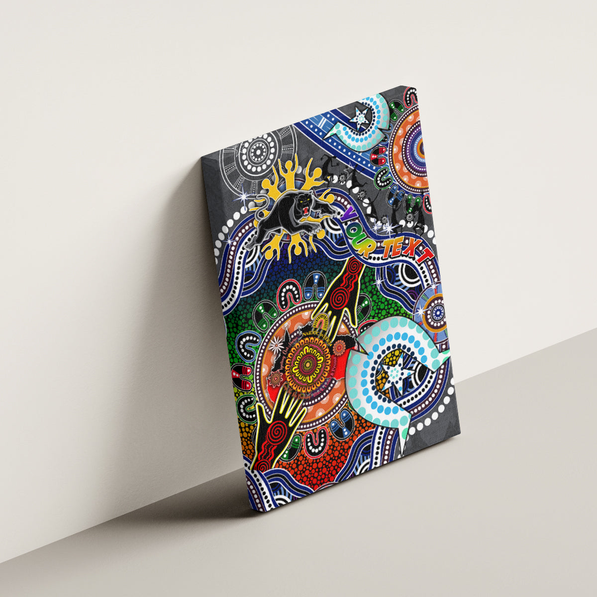 Personalised Panthers NAIDOC Week 2024 Canvas Wall Art Australia Aboriginal Dot Painting