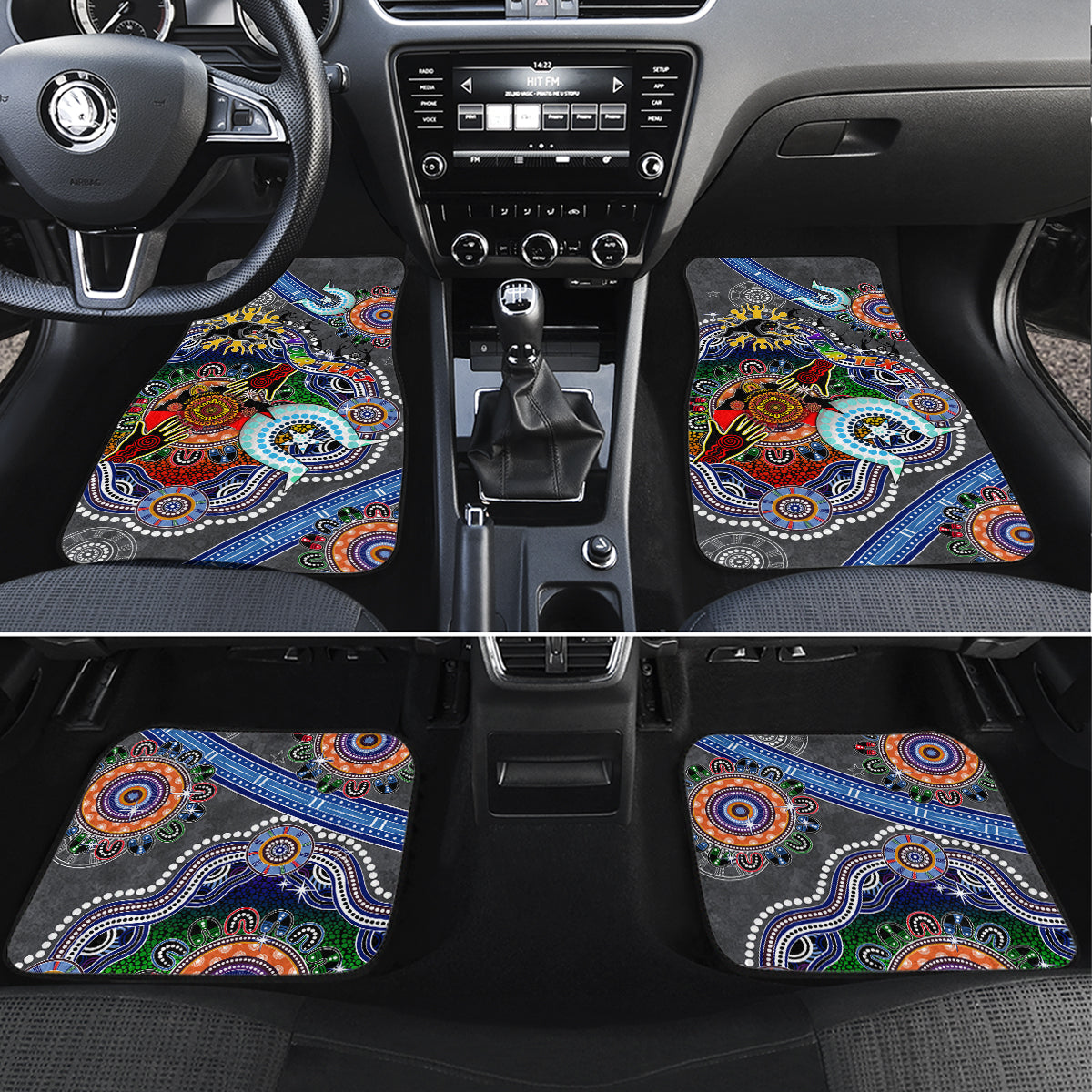 Personalised Panthers NAIDOC Week 2024 Car Mats Australia Aboriginal Dot Painting