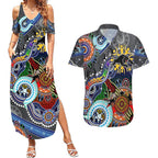 Personalised Panthers NAIDOC Week 2024 Couples Matching Summer Maxi Dress and Hawaiian Shirt Australia Aboriginal Dot Painting