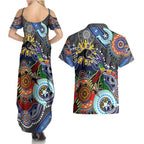 Personalised Panthers NAIDOC Week 2024 Couples Matching Summer Maxi Dress and Hawaiian Shirt Australia Aboriginal Dot Painting