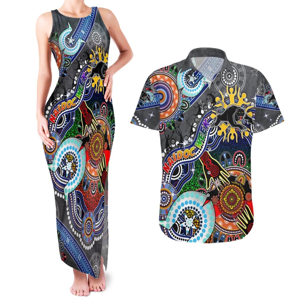 Personalised Panthers NAIDOC Week 2024 Couples Matching Tank Maxi Dress and Hawaiian Shirt Australia Aboriginal Dot Painting