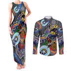 Personalised Panthers NAIDOC Week 2024 Couples Matching Tank Maxi Dress and Long Sleeve Button Shirt Australia Aboriginal Dot Painting