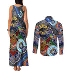Personalised Panthers NAIDOC Week 2024 Couples Matching Tank Maxi Dress and Long Sleeve Button Shirt Australia Aboriginal Dot Painting