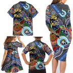 Personalised Panthers NAIDOC Week 2024 Family Matching Long Sleeve Bodycon Dress and Hawaiian Shirt Australia Aboriginal Dot Painting