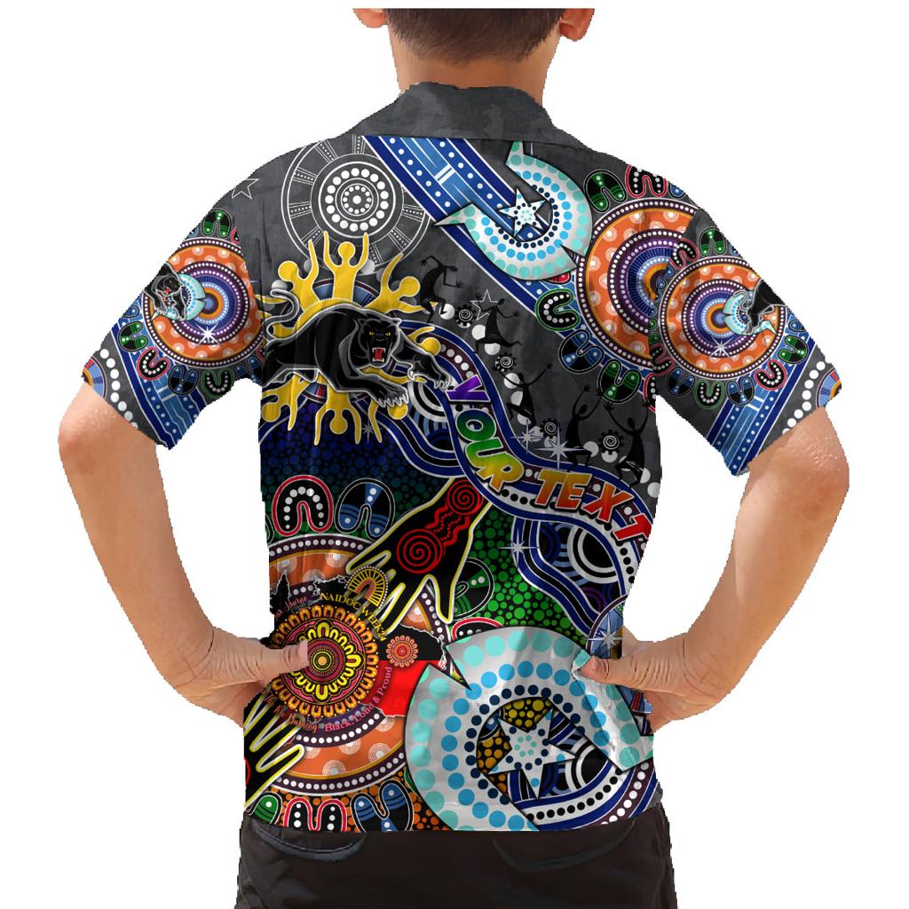 Personalised Panthers NAIDOC Week 2024 Family Matching Mermaid Dress and Hawaiian Shirt Australia Aboriginal Dot Painting