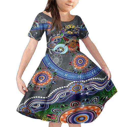 Personalised Panthers NAIDOC Week 2024 Family Matching Mermaid Dress and Hawaiian Shirt Australia Aboriginal Dot Painting