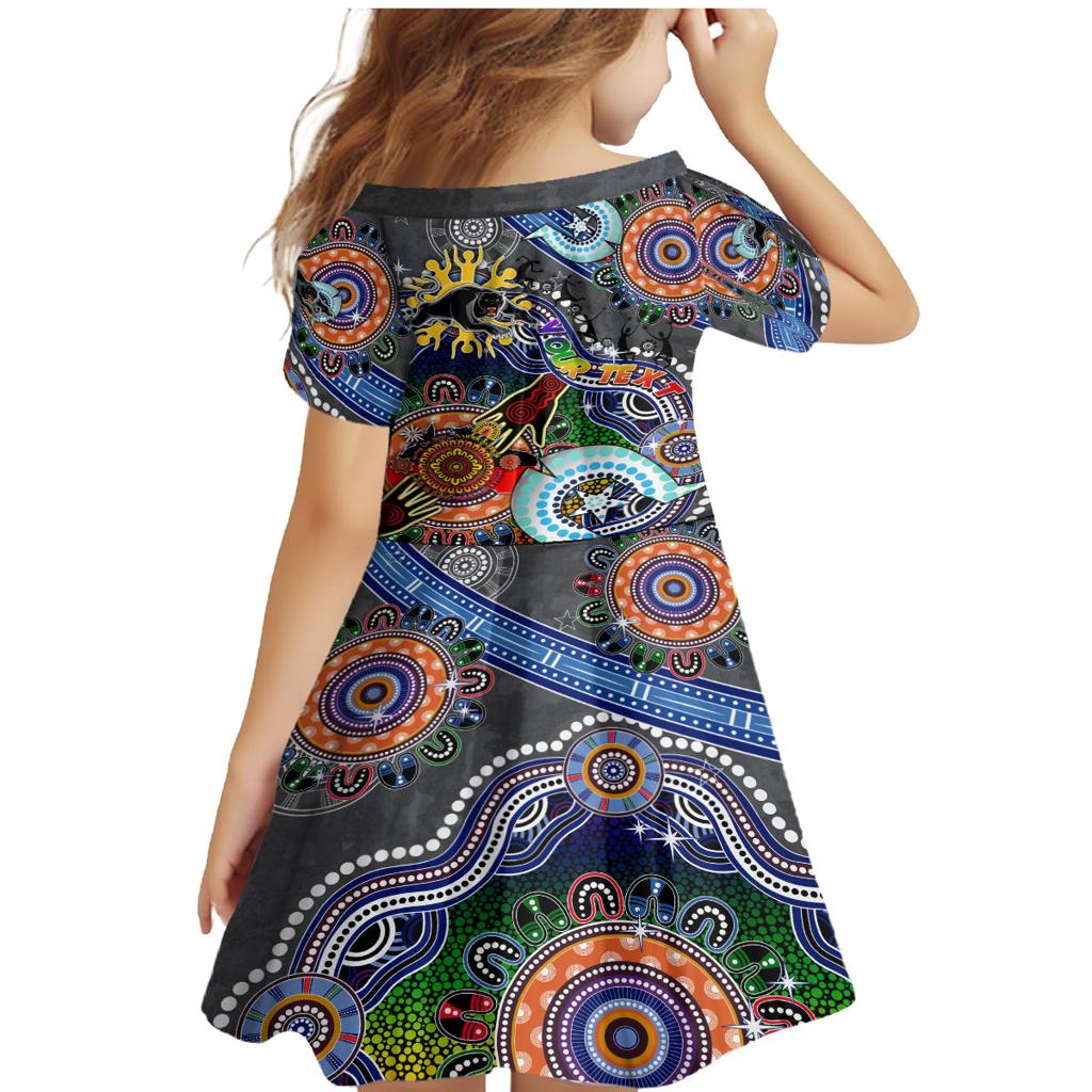 Personalised Panthers NAIDOC Week 2024 Family Matching Mermaid Dress and Hawaiian Shirt Australia Aboriginal Dot Painting