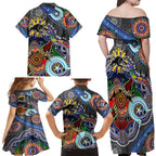 Personalised Panthers NAIDOC Week 2024 Family Matching Off Shoulder Maxi Dress and Hawaiian Shirt Australia Aboriginal Dot Painting