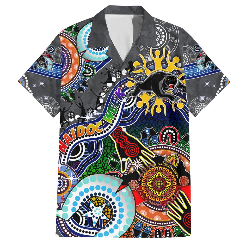 Personalised Panthers NAIDOC Week 2024 Family Matching Off Shoulder Maxi Dress and Hawaiian Shirt Australia Aboriginal Dot Painting