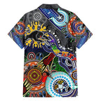 Personalised Panthers NAIDOC Week 2024 Family Matching Off Shoulder Short Dress and Hawaiian Shirt Australia Aboriginal Dot Painting