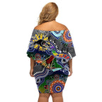 Personalised Panthers NAIDOC Week 2024 Family Matching Off Shoulder Short Dress and Hawaiian Shirt Australia Aboriginal Dot Painting