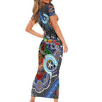 Personalised Panthers NAIDOC Week 2024 Family Matching Short Sleeve Bodycon Dress and Hawaiian Shirt Australia Aboriginal Dot Painting