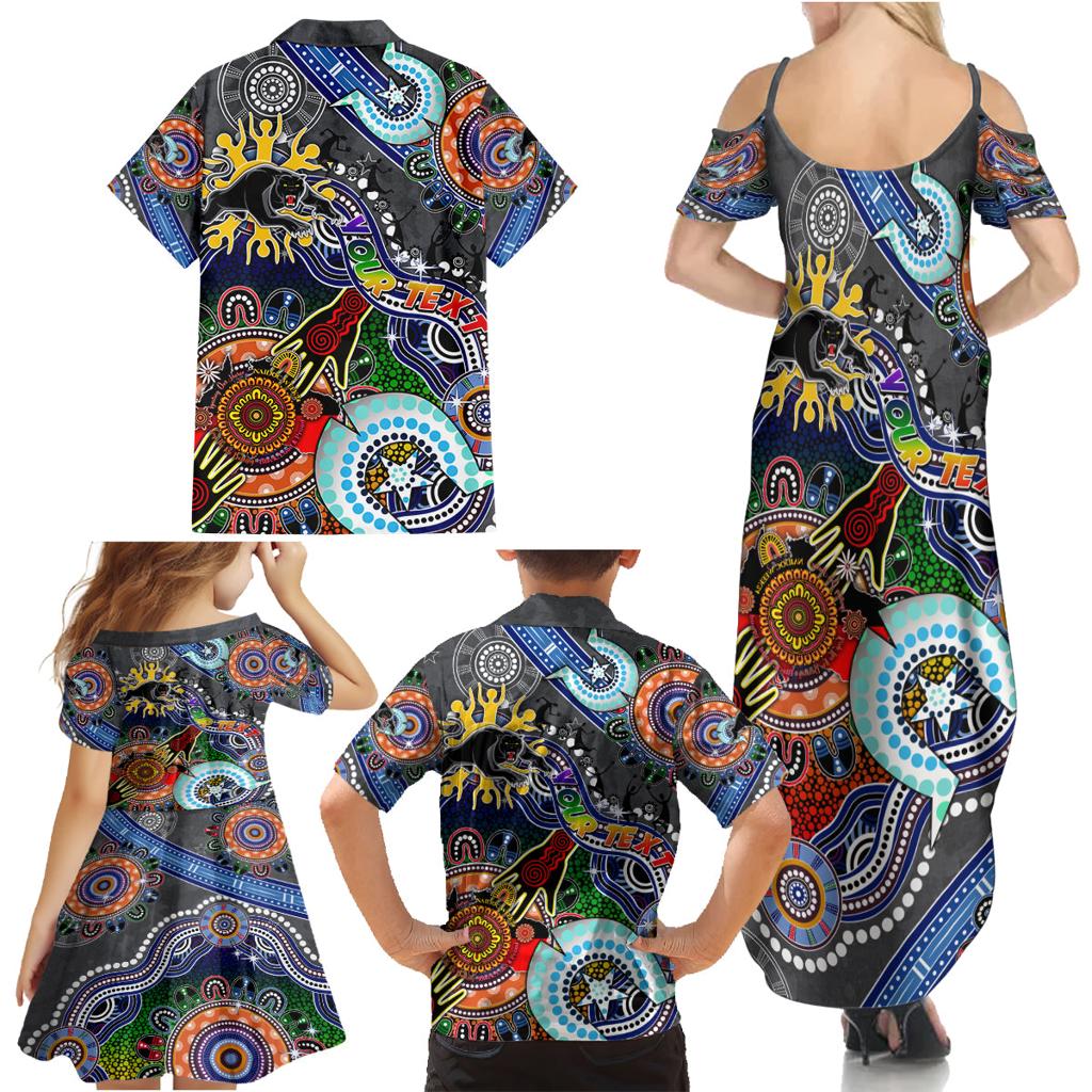 Personalised Panthers NAIDOC Week 2024 Family Matching Summer Maxi Dress and Hawaiian Shirt Australia Aboriginal Dot Painting