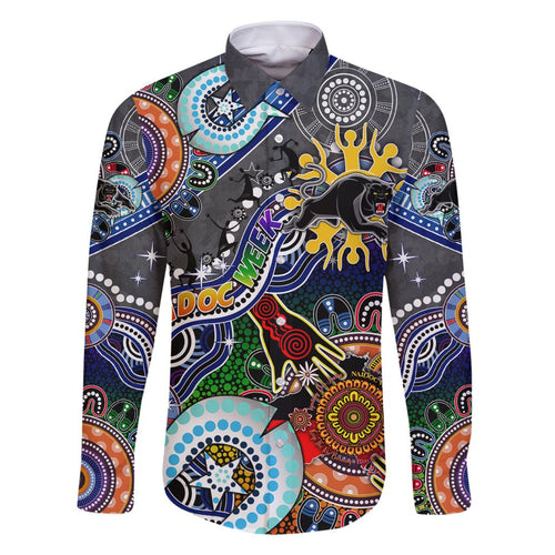 Personalised Panthers NAIDOC Week 2024 Family Matching Summer Maxi Dress and Hawaiian Shirt Australia Aboriginal Dot Painting