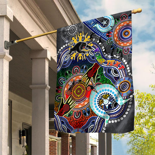 Personalised Panthers NAIDOC Week 2024 Garden Flag Australia Aboriginal Dot Painting