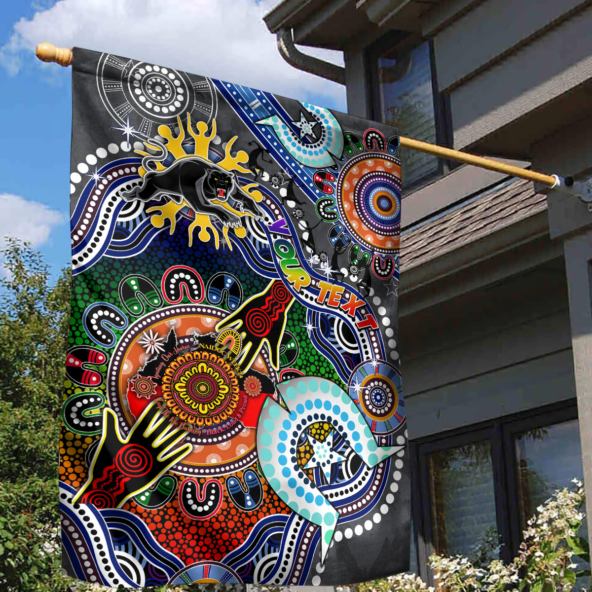 Personalised Panthers NAIDOC Week 2024 Garden Flag Australia Aboriginal Dot Painting
