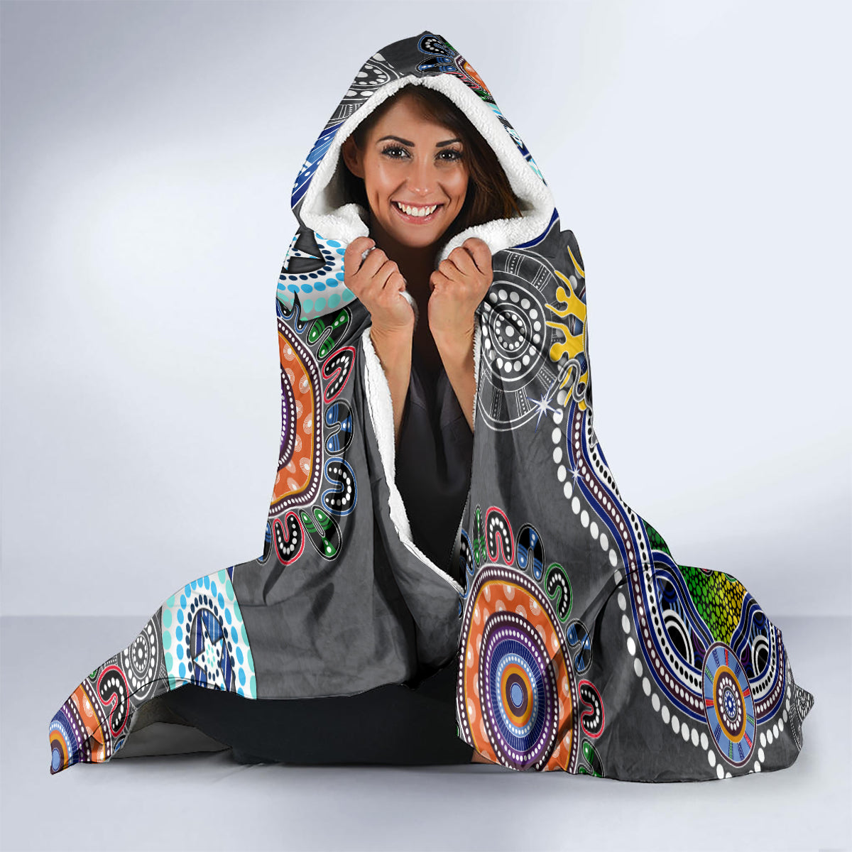 Personalised Panthers NAIDOC Week 2024 Hooded Blanket Australia Aboriginal Dot Painting