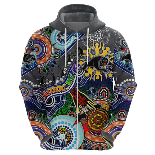 Personalised Panthers NAIDOC Week 2024 Hoodie Australia Aboriginal Dot Painting