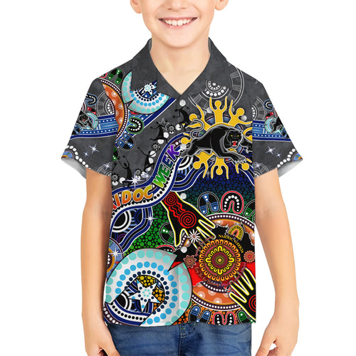 Personalised Panthers NAIDOC Week 2024 Kid Hawaiian Shirt Australia Aboriginal Dot Painting