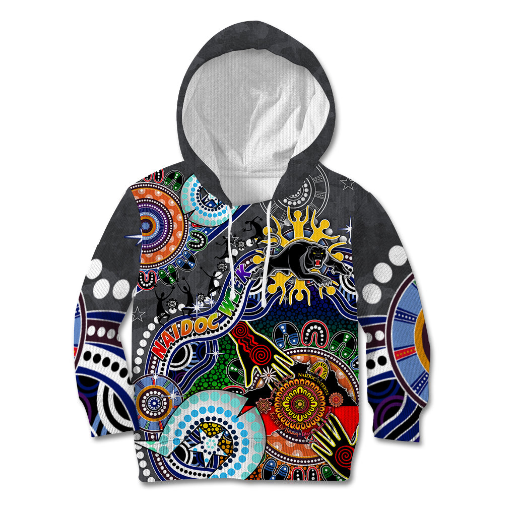 Personalised Panthers NAIDOC Week 2024 Kid Hoodie Australia Aboriginal Dot Painting