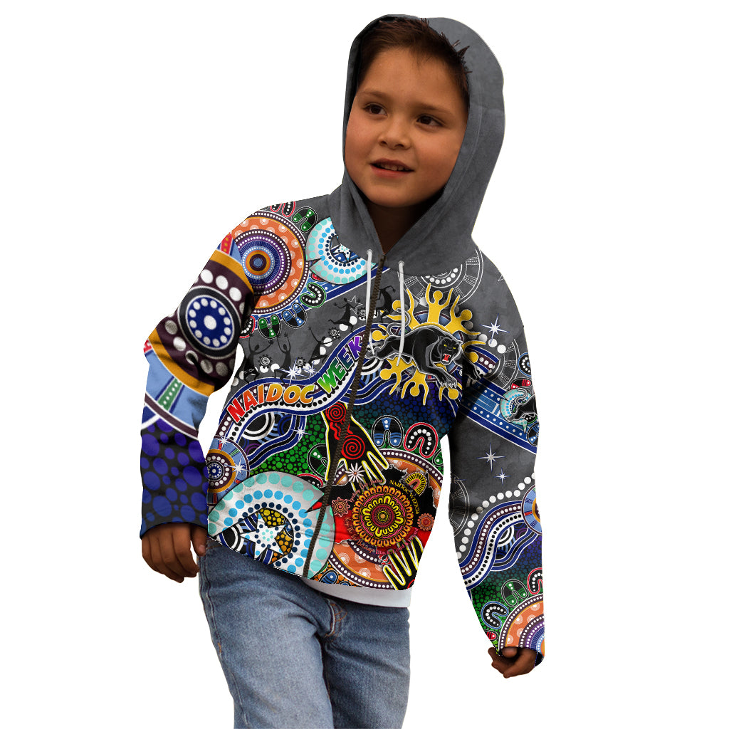 Personalised Panthers NAIDOC Week 2024 Kid Hoodie Australia Aboriginal Dot Painting