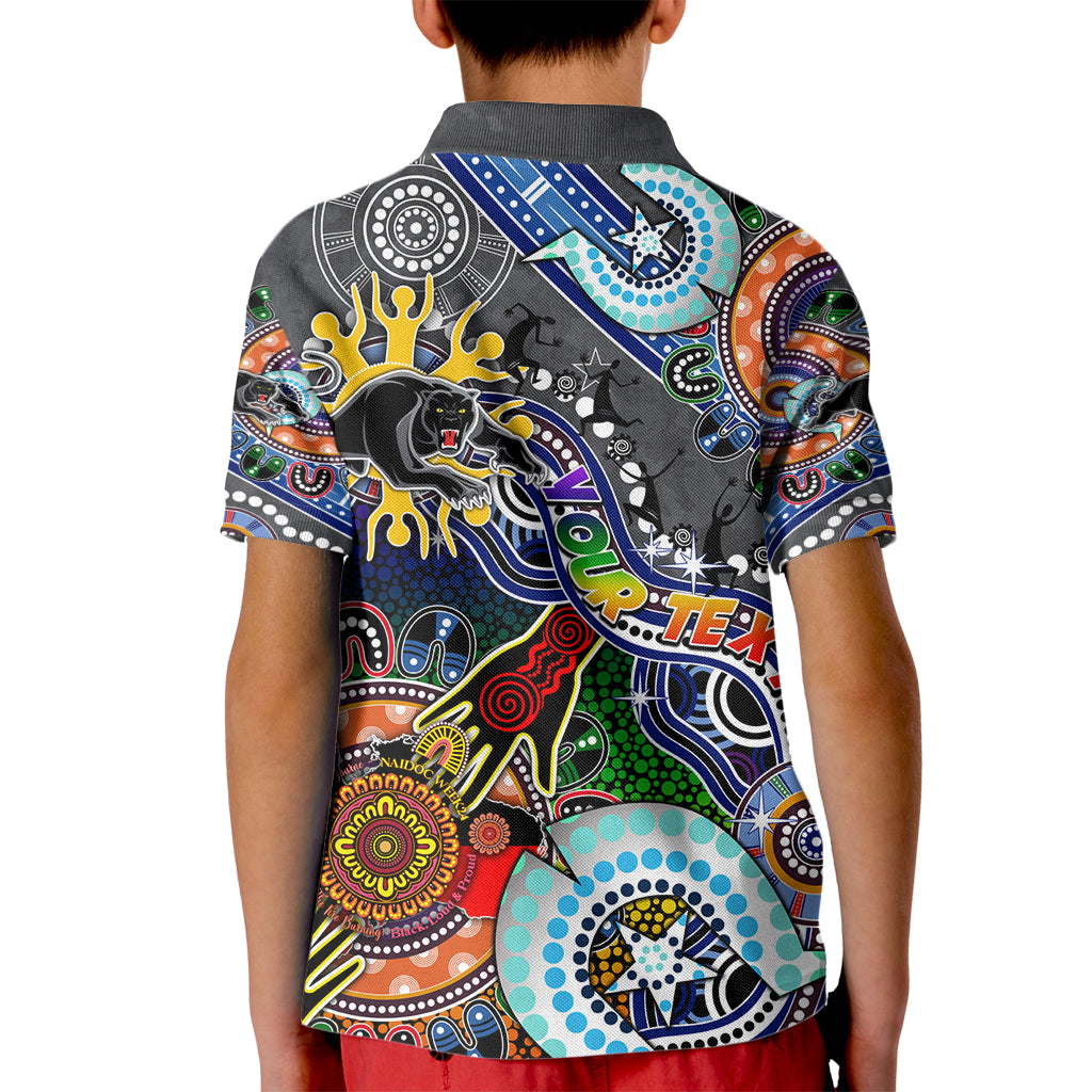 Personalised Panthers NAIDOC Week 2024 Kid Polo Shirt Australia Aboriginal Dot Painting