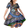 Personalised Panthers NAIDOC Week 2024 Kid Short Sleeve Dress Australia Aboriginal Dot Painting