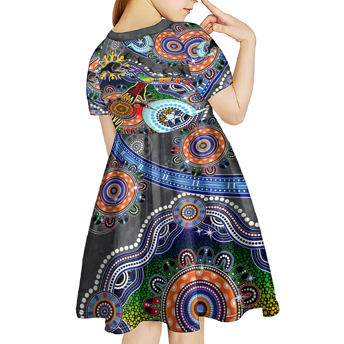 Personalised Panthers NAIDOC Week 2024 Kid Short Sleeve Dress Australia Aboriginal Dot Painting