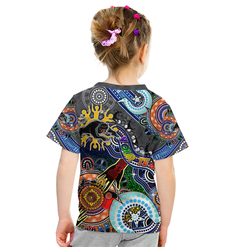 Personalised Panthers NAIDOC Week 2024 Kid T Shirt Australia Aboriginal Dot Painting