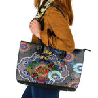 Personalised Panthers NAIDOC Week 2024 Leather Tote Bag Australia Aboriginal Dot Painting