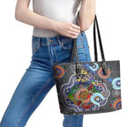 Personalised Panthers NAIDOC Week 2024 Leather Tote Bag Australia Aboriginal Dot Painting