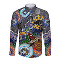 Personalised Panthers NAIDOC Week 2024 Long Sleeve Button Shirt Australia Aboriginal Dot Painting