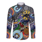Personalised Panthers NAIDOC Week 2024 Long Sleeve Button Shirt Australia Aboriginal Dot Painting