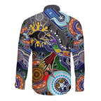 Personalised Panthers NAIDOC Week 2024 Long Sleeve Button Shirt Australia Aboriginal Dot Painting