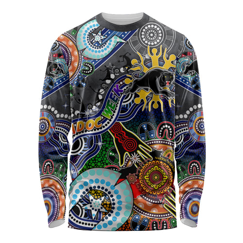 Personalised Panthers NAIDOC Week 2024 Long Sleeve Shirt Australia Aboriginal Dot Painting