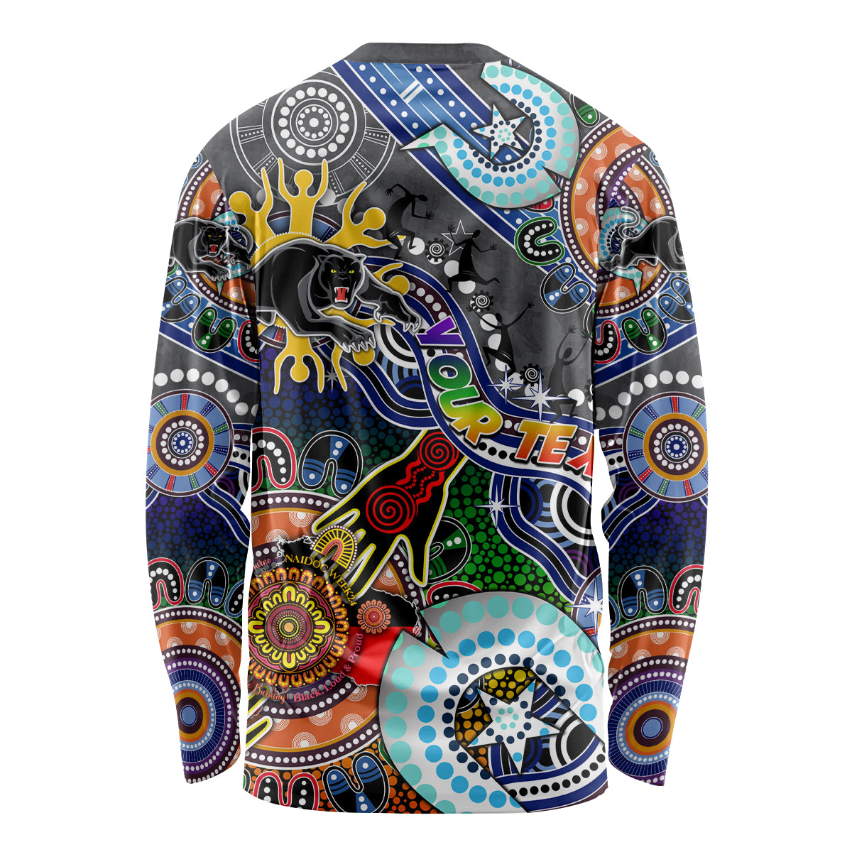 Personalised Panthers NAIDOC Week 2024 Long Sleeve Shirt Australia Aboriginal Dot Painting