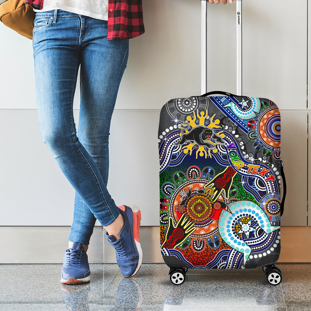 Personalised Panthers NAIDOC Week 2024 Luggage Cover Australia Aboriginal Dot Painting