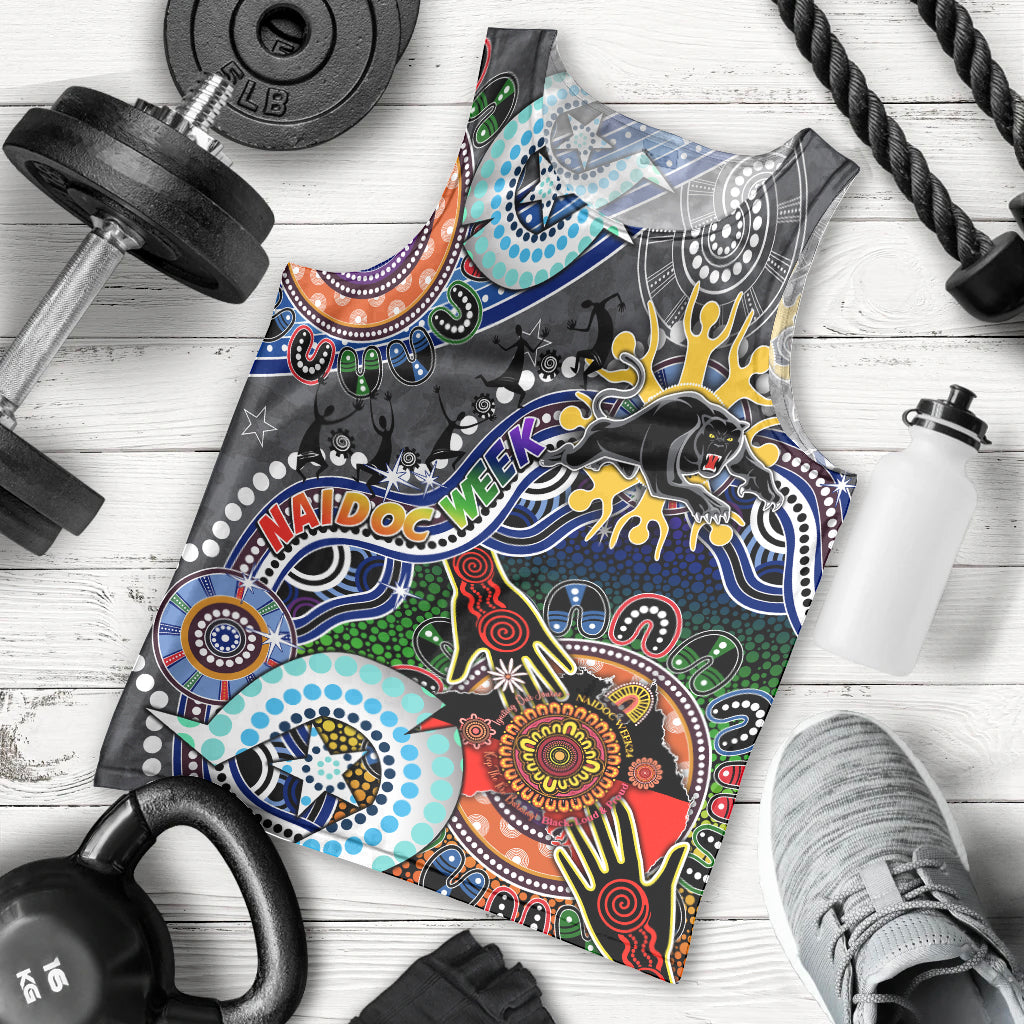Personalised Panthers NAIDOC Week 2024 Men Tank Top Australia Aboriginal Dot Painting