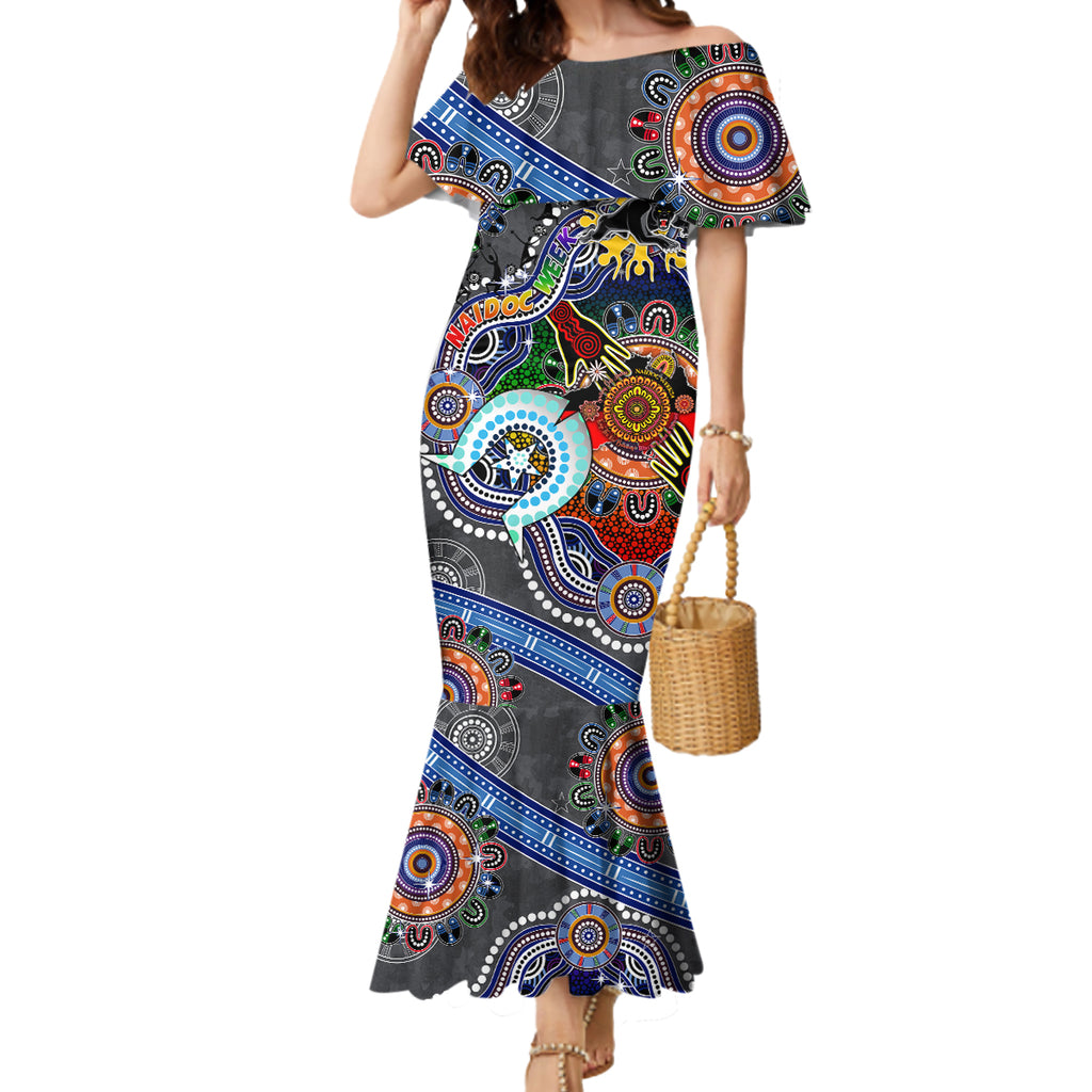 Personalised Panthers NAIDOC Week 2024 Mermaid Dress Australia Aboriginal Dot Painting
