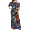 Personalised Panthers NAIDOC Week 2024 Off Shoulder Maxi Dress Australia Aboriginal Dot Painting